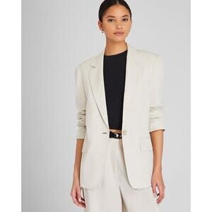 CLUB MONACO Flaxseed Relaxed Single Breasted Linen-Blend Blazer Coat Size Large